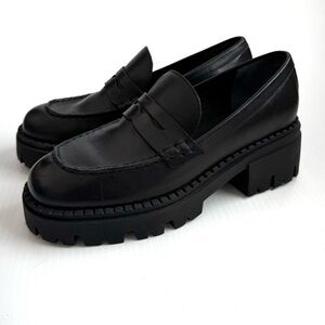 Free People Lyra Lug sole Black Chunky Loafers size 37.5/7